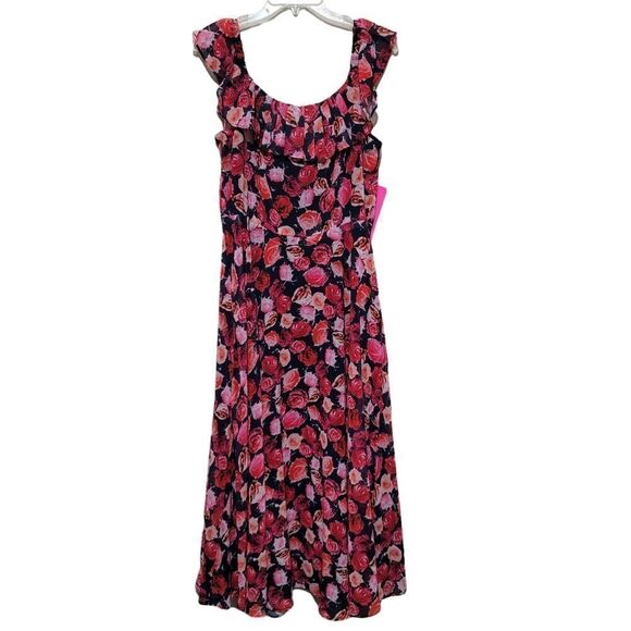 Betsey Johnson Navy and Pink Floral Dress 14 NWT - Picture 1 of 8